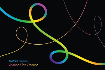 Colorful lines vector illustration design concept with pink, green, and blue art shapes creating a icon symbol decoration. Organic and Abstract Wave 3D Graphic Shapes Gradient Rainbow Color Lines EPS.