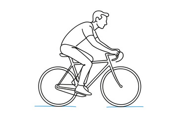 Naklejka premium Cyclist riding bicycle in minimalist linear art