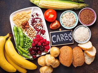 Variety of Complex and Simple Carbs for Balanced Diet and Nutrition
