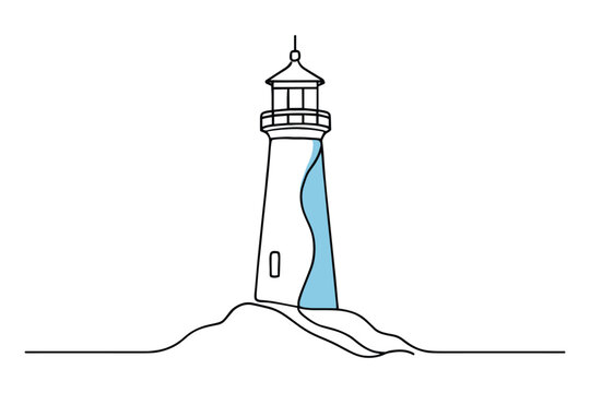 Minimalist lighthouse design with linear style on white background