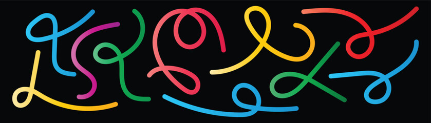 Colorful lines vector illustration design concept with pink, green, and blue art shapes creating a icon symbol decoration. Organic and Abstract Wave 3D Graphic Shapes Gradient Rainbow Color Lines EPS.