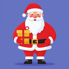 Golden Gift Bearer: A Cheerful Santa Claus with a Stack of Glistening Presents