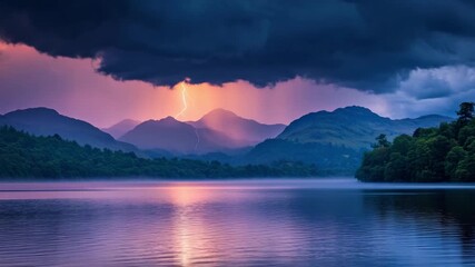 Explore the captivating beauty of nature in this stunning video. Witness the interplay of light and dark as storms approach the calm waters of the lake. Generative AI