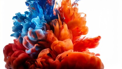 Obraz premium vibrant red orange blue ink plumes in water