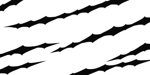 Black diagonal claw marks graphic texture on white background isolated on white background