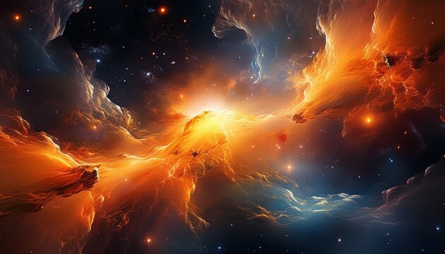 vibrant orange nebula in deep space