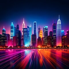 Vibrant Cityscape at Night - A Neon-Lit Urban Dreamscape.