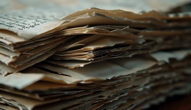 Old Paper Stack, Vintage Documents, Aged Pages, Antique Texture
