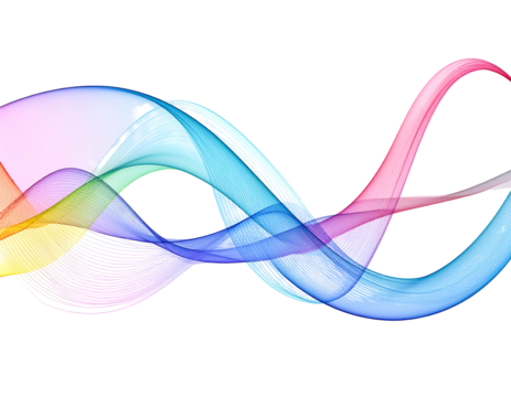 Flowing rainbow spectrum of light waves against black