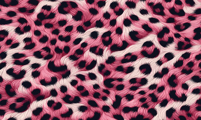 Pink leopard fur texture with striking pattern and animal style, perfect for fashion fabric, stylish wallpaper, and camouflage background.