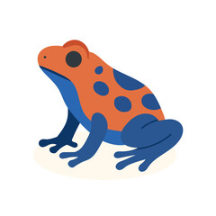 Obraz premium Bright poison dart frog with orange and blue colors, poison dart and spotted body, perfect for rainforest themes, exotic wildlife visuals, or educational designs.