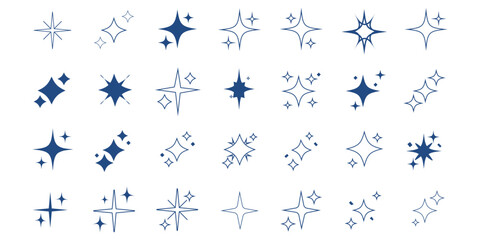 Collection of Sparkle and Shine Star Icons for Graphic Design.