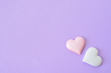 Two Soft Hearts on a Lavender Background blank space