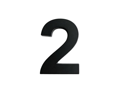 A stark black numeral two, isolated on a void background