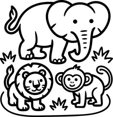 set of funny cartoon animals