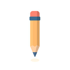 Classic yellow pencil with eraser tip shown in flat  style, pencil design perfect for education, drawing, writing, or creative project visuals where pencil detail matters.