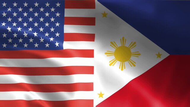 USA and Philipines Flag Animation | Waving Flags Together | 4K Diplomatic Background