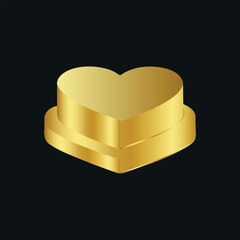 Golden Heart Podium 3D Illustration – Luxury Romantic Stage for Product Display