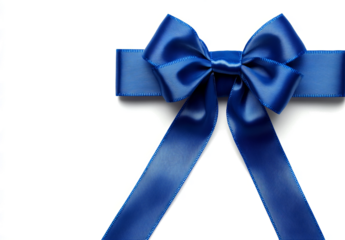 blue ribbon with a bow on a transparent background
