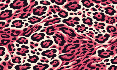 Pink leopard animal fur pattern with detailed texture and spots, perfect for fashion projects, fabric design, and artistic camouflage background.