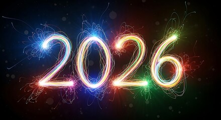Sparkling 2026 New Year Celebration on Dark Background