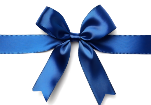 blue ribbon with a bow on a transparent background