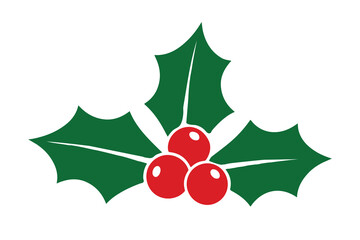 Holly berry icon, Christmas decorations with holly berries, Holly berry leaves © Silhouette Zone
