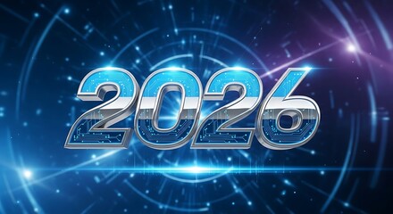 Futuristic 2026 New Year Technology Background