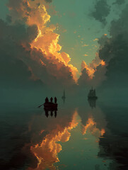 Explorers of the Infinite Horizon — Surreal Sea and Sky Dreamscape