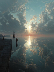 Explorers of the Infinite Horizon — Surreal Sea and Sky Dreamscape