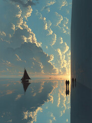 Explorers of the Infinite Horizon — Surreal Sea and Sky Dreamscape