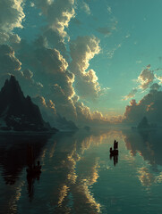 Explorers of the Infinite Horizon — Surreal Sea and Sky Dreamscape