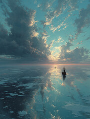 Explorers of the Infinite Horizon — Surreal Sea and Sky Dreamscape