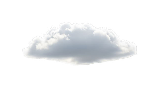 Fluffy cumulus cloud isolated on black background