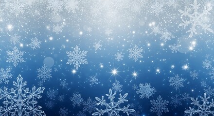 Elegant Winter Snowflake Background in Shades of Blue and White