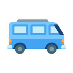 Retro Blue Van Graphic Illustration on Black Background