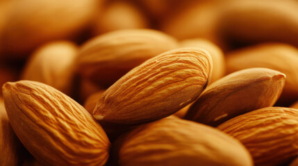 Rich texture of whole almonds up close, showcasing natural earthy tones and inviting warmth for healthy eating inspiration.