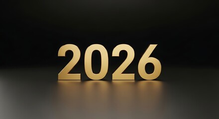 Elegant Golden 2026 New Year Illustration on Black Background
