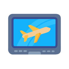 Airplane flying on flight monitor screen for travel