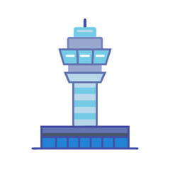 Flat design illustration of an air traffic control tower