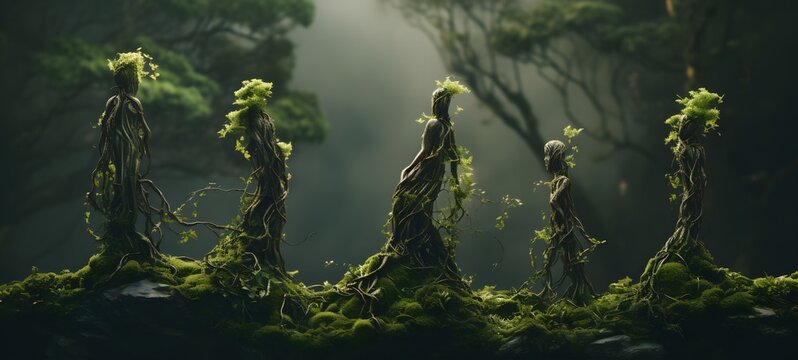 Tiny figures from life treants dryad ,generative AI