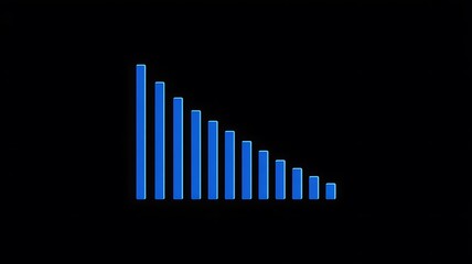 Minimalist blue bar graph design with descending bars on a dark canvas