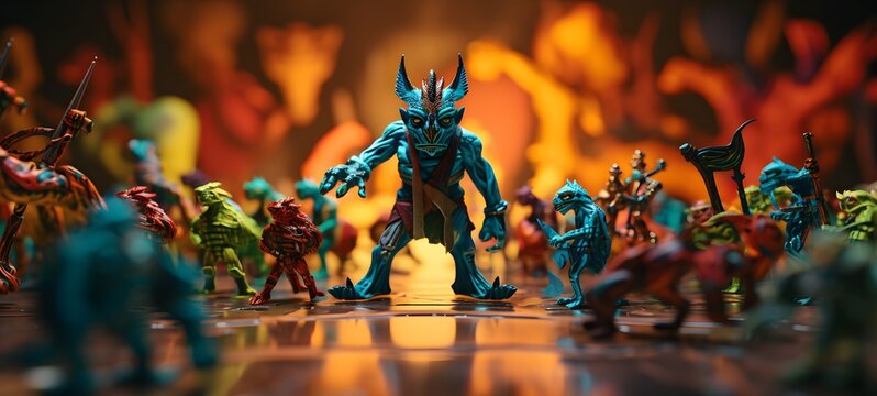 Tiny figures from life minotaur monster,generative AI