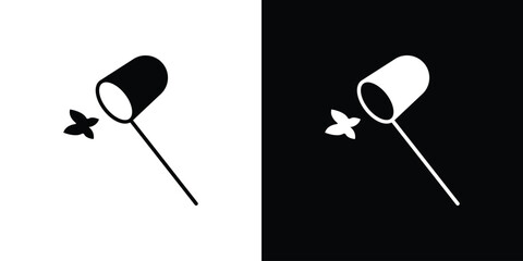 Butterfly catcher icon flat design. Modern style in black color.