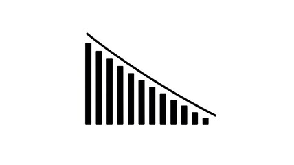 Minimalist black and white icon design representing a declining trend chart
