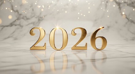 Elegant Golden 2026 New Year on Marble Background