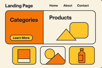 Bright white geometric key vector lemon minimal bold landing icon flat yellow