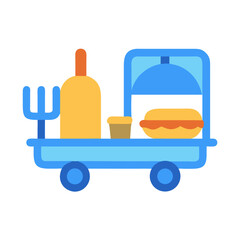 Flat illustration of a hotel service cart on black