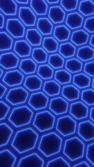 Glowing blue hexagonal pattern forming a futuristic technology-inspired background