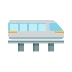 Flat design light rail transit system on dark backdrop